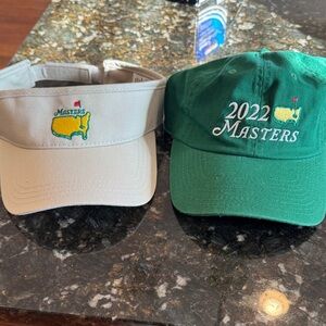 American Needle Green 2022 Masters Cap + Cream Masters Visor Set